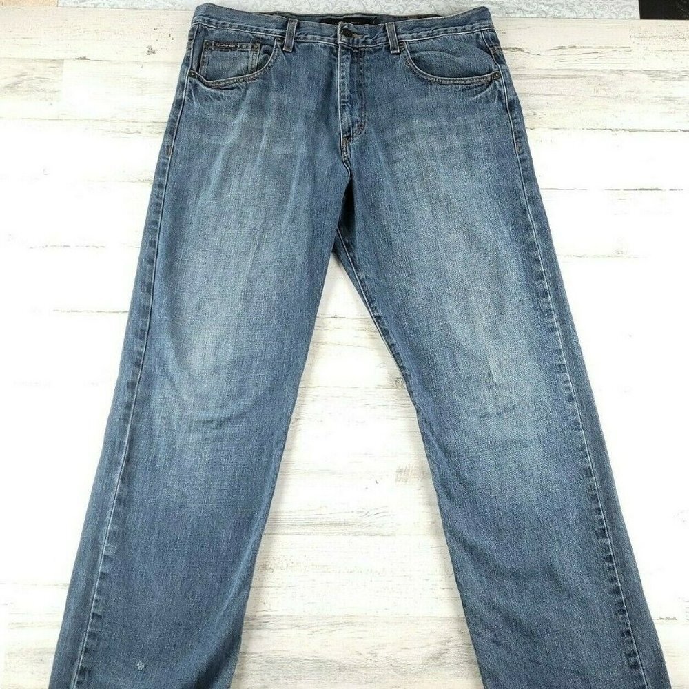 Calvin Klein Men’s Relaxed Straight Jeans 36x34 Blue Denim Classic Fit